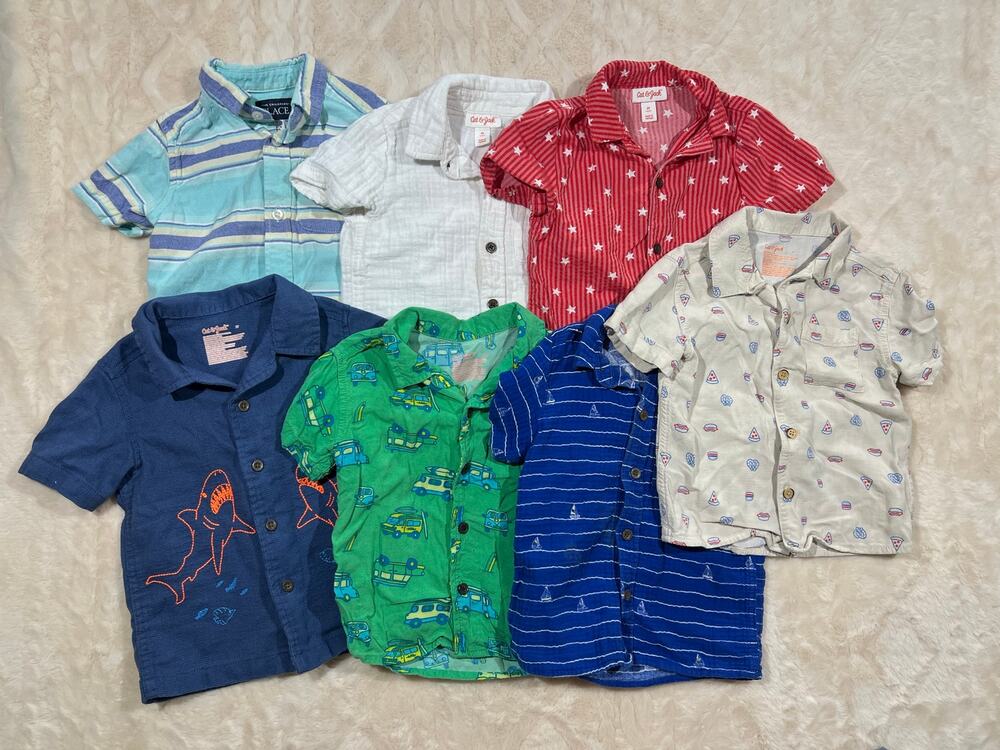 Boys 2T Button Up Shirt Bundle 7 Pc Cat & Jack Childrens Place EUC GUC Lot